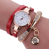 Genvivia Fashion ladies Women watch Leather Rhinestone Analog Quartz Wrist Watches Christmas Bracelet Watch relogio feminino - Mint Accessories