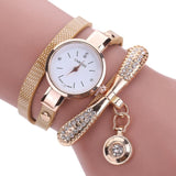 Genvivia Fashion ladies Women watch Leather Rhinestone Analog Quartz Wrist Watches Christmas Bracelet Watch relogio feminino - Mint Accessories