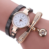 Genvivia Fashion ladies Women watch Leather Rhinestone Analog Quartz Wrist Watches Christmas Bracelet Watch relogio feminino - Mint Accessories