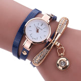 Genvivia Fashion ladies Women watch Leather Rhinestone Analog Quartz Wrist Watches Christmas Bracelet Watch relogio feminino - Mint Accessories