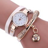 Genvivia Fashion ladies Women watch Leather Rhinestone Analog Quartz Wrist Watches Christmas Bracelet Watch relogio feminino - Mint Accessories