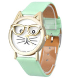 Brand Luxury Wrist Watched for Women 2017 Cute Glasses Cat Women Analog Quartz Dial Sport Wrist Watch Drop Ship - Mint Accessories