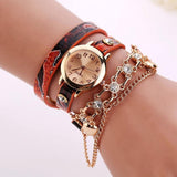 Woman Leather Rhinestone Rivet Chain Quartz Bracelet Wristwatch Watch Luxury Brand Stainless Steel watches Ladies Feminino - Mint Accessories