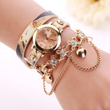 Woman Leather Rhinestone Rivet Chain Quartz Bracelet Wristwatch Watch Luxury Brand Stainless Steel watches Ladies Feminino - Mint Accessories