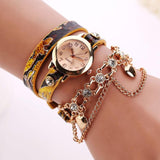 Woman Leather Rhinestone Rivet Chain Quartz Bracelet Wristwatch Watch Luxury Brand Stainless Steel watches Ladies Feminino - Mint Accessories