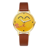 Neutral Cute Expression Fashion Leather Quartz Wrist Watch design leather watch 2017 fashion leisure quartz lovely watch - Mint Accessories