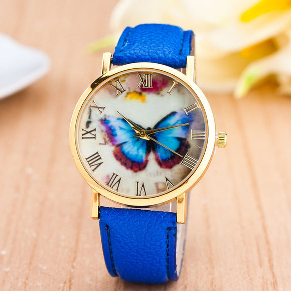 Butterfly Style  Leather Band Analog Quartz Wrist Watch For Women relogio feminino Montre Femme - Mint Accessories