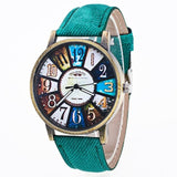 Fashion Watch Women 2017 Graffiti Pattern pu Leather Band Analog Quartz Vogue Wrist Watches For Women Montre Femme relogios #523 - Mint Accessories