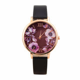 Elegant Watch Women 2017 PU Leather Wristwatch For Women Floral Clock Woman Quartz Watch Reloj mujer Montre Female #824 - Mint Accessories