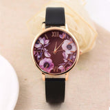 Elegant Watch Women 2017 PU Leather Wristwatch For Women Floral Clock Woman Quartz Watch Reloj mujer Montre Female #824 - Mint Accessories