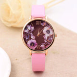 Elegant Watch Women 2017 PU Leather Wristwatch For Women Floral Clock Woman Quartz Watch Reloj mujer Montre Female #824 - Mint Accessories