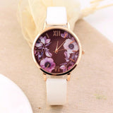 Elegant Watch Women 2017 PU Leather Wristwatch For Women Floral Clock Woman Quartz Watch Reloj mujer Montre Female #824 - Mint Accessories