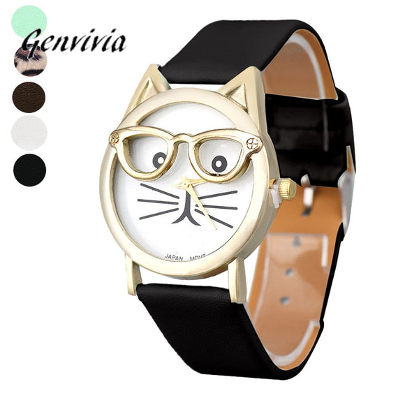 Brand Luxury Wrist Watched for Women 2017 Cute Glasses Cat Women Analog Quartz Dial Sport Wrist Watch Drop Ship - Mint Accessories