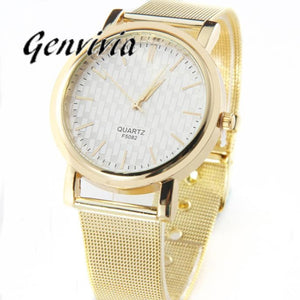 Genvivia 2017 New Luxury Casual Watch Women Lady Gold Stainless Steel Quartz Analog Wrist Watch  Free shipping&Wholesales - Mint Accessories