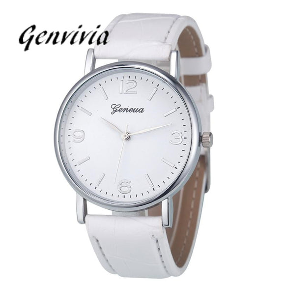 GENVIVIA Luxury Brand Business women watch 2017 Fashion Leather Analog Quartz Unisex WristWatch - Mint Accessories